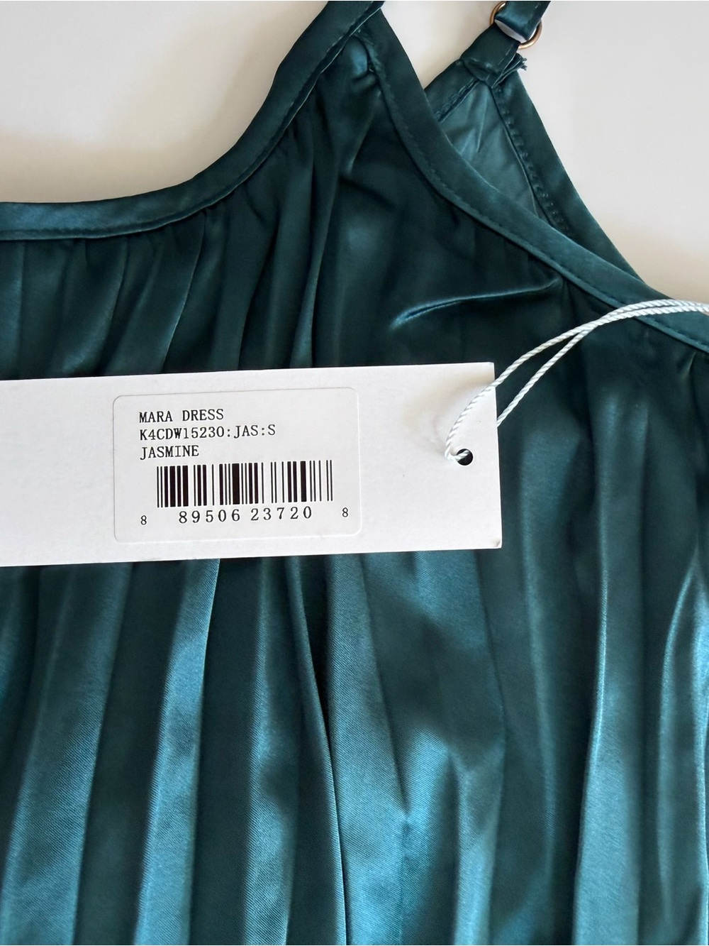 Bishop + Young Mara Pleated Satin Midi Dress in Emerald size S Small NWT - Picture 8 of 12
